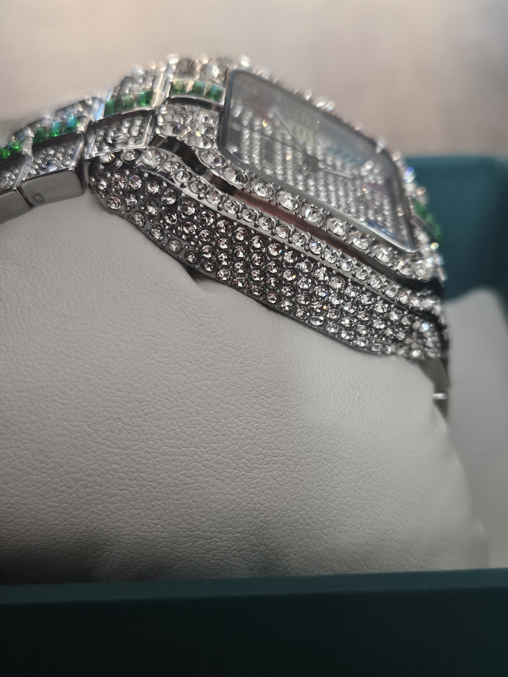 BiBi Silver Watch with Green Accents and Multicolor Markers - Picture 4 of 6